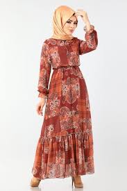 Modaselvim Elbise Etegi Firfirli Sifon Elbise 1185ant317 Taba The Dress Sifon Elbise Elbiseler