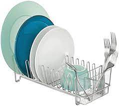 To coat with a layer of metal: Mdesign Kitchen Sink Dish Drainer Small Metal And Plastic Dish Rack For Kitchen Sink Ideal For Plates And Cutlery Basket Chrome Clear Buy Online At Best Price In Uae Amazon Ae