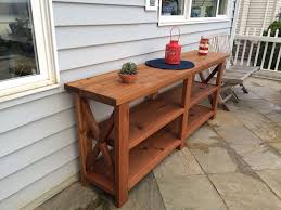 Outdoor Buffet Server Built From Cedar Using Ana White S Rustic X Console Table Plans Outdoor Buffet Tables Outdoor Console Table Outdoor Buffet