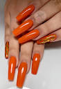 Orange nails in 2024 | Long nails, Nails, Long square nails