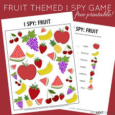 Fruit Themed I Spy Game Free Printable For Kids Spy Games For Kids Food Games For Kids I Spy Games