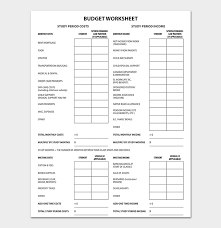48+ sample sample budget worksheetsbudget worksheets: Student Budget Template 19 For Excel And Pdf Format