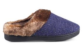 Isotoner Signature Womens Navy Blue Metallic Knit Clogs