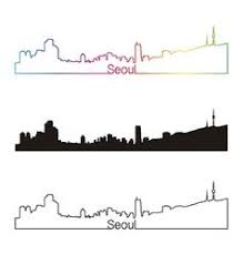 Seoul Korea City Skyline Black And White Vector Image On 2020