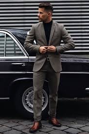 One more idea for creating formal looks is combination of a shirt, a vest, a classic jacket and black straight trousers. How To Style Chelsea Boots For Mens Lugako