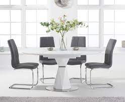 Vintage solid mahogany extending round jupe dining table with cabinet & fittings. Jackson 120cm Round White Extending Dining Table With Tarin Chairs