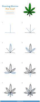 How To Draw A Pot Leaf - Step By Step Easy Drawing Guides - Drawing Howtos