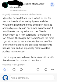 Origin of fart fetishes : r/InsanePeopleQuora