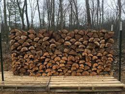 Stacking Firewood On Pallets Is A Cheap Easy Way To Stack Your Firewood Off The Ground Allowing It To Properly Dry Or Season Stacking Firewood Firewood Wood