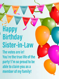 Special Birthday Card For Sister In Law Proud Banner Balloons Happy Birthday Card For Sister In Law Birthday Greeting Cards By Davia Sister Birthday Card Sister In Law Birthday Happy Birthday Sister