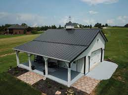 A pole barn is a simple building that's supported by poles in the ground and anchored by concrete. Pole Shed With Porch Walters Buildings