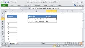 Excel Formula Sum Top N Values Exceljet