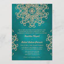Teal And Gold Indian Style Wedding Invitation Zazzle Com Gold Wedding Invitations Invitations Wedding Invitations