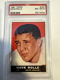 1961 Topps Football Card #197 Dave Rolle PSA 8