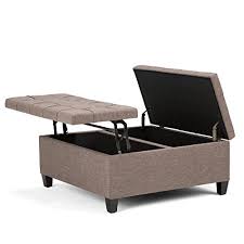Storage ottoman with lift top table. Simpli Home Harrison 36 Inch Wide Square Coffee Table Lift Top Storage Ottoman Cocktail Footrest Stool In Upholstered Farmhouse Goals