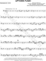 print and download uptown funk bass clef instrument sheet