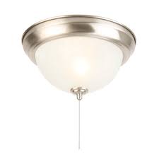 There seems to be something wrong with the pull chain for the lights. Hampton Bay 11 In 1 Light Brushed Nickel Flush Mount With Alabaster Glass Shade And Pull Chain Huj8091a The Home Depot