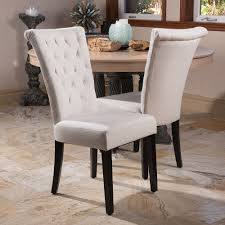 Set Of 2 Paulina Light Beige Fabric Dining Chair High Back Dining Chairs Tufted Dining Chairs Luxury Dining Room