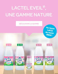 Le lait bébé maternisé se présente sous la forme d'une boîte contenant une poudre de lait que la mère doit reconstituer et donner à son bébé par l'intermédiaire d'un biberon. Lactel Eveil Lactel