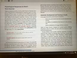 Solved Physiological Responses To Short Term And Long Ter