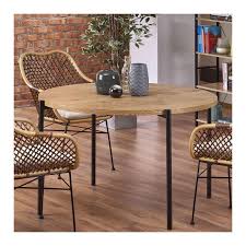 Poau bois rond diamètre hauteur 160. Table Ronde 120 Cm Aspect Chene Dore Pieds Acier Noir Fairy
