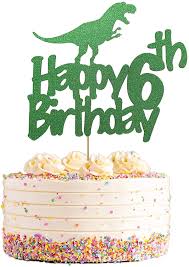 Disney's cars was very popular among kids. Dinosaur Cake Topper 6 Glittery Happy 6th Birthday Dinosaur Cake Toppers For 6 Year Old Boys