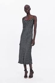 Black And White Spot Midi Dress Zara Women S Dresses New Collection Online Zara United States Women Dresses Casual Summer High Fashion Street Style Slip Dress Outfit