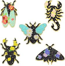 Amazon.com: ulricar 5pcs Floral Insects Enamel Pins Cartoon Insects  Brooches Nature Moth Cicada Scorpion Brooch Bag Lapel Button Badge Funny  Jewelry Gift for Kids Friends: Clothing, Shoes & Jewelry