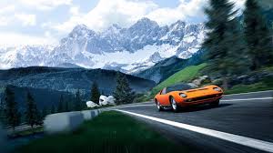 Lamborghini Miura On Mountain Road The Italian Job 4k Wallpaper The Italian Job Lamborghini Miura Wallpaper