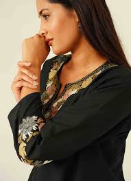 Black Kashmiri Co-ord Set with U Design Aari Embroidery