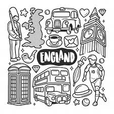 Svg > angleterre dessin animé. Icones De L Angleterre A Colorier A La Main Vecteur Gratuite