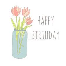 Pink tulips flowers on pink background. Happy Birthday Card With Tulips Clipart Image