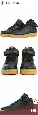 Black And Lime Green Air Force 1 New Nike Air Force 1 Mid Lv8 Black Lime Green Gum New Nike Air Force Kids Shoes Nike Air Force