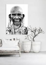 Black And White Painting African Tribal Art Tribal African Woman Framed Black White Wall Art Black And White Wall Art African Wall Art Cheap Canvas Art