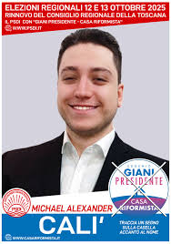 Siciliano di nascita, toscano per impegno: Michael Calì corre per il  Consiglio Regionale