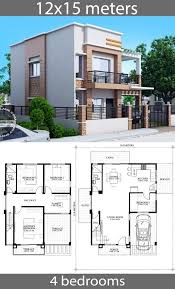 House Plans 12x15m With 4 Bedrooms Home Ideassearch House Construction Plan My House Plans Duplex House Design