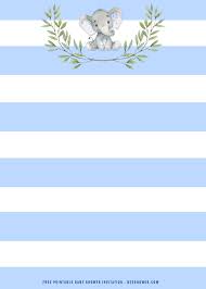 The background is basic white. Free Printable Blue Elephant Baby Shower Invitation Templates Free Printable Baby Shower Invitations Templates
