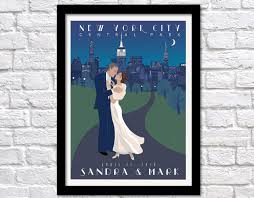 Personalized Central Park Wedding Poster Retro Personalized Custom Art Poster Bride And Groom V Wedding Posters Vintage Wedding Gifts Central Park Weddings