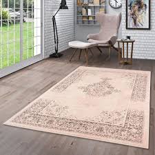 Unsere rippenteppiche sind pflegeleicht und starker beanspruchung gewachsen. Designer Teppich Passion Vintage Bordure Rosa Beige