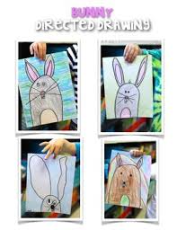 Finished drawing of a cute easter bunny. Bunny Directed Drawing For Spring By First And Kinder Blue Skies