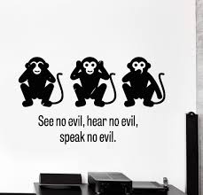See No Evil Hear No Evil Speak No Evil Monkeys Wall Decal Three Wise Monkey See No Evil Hear No Evil Speak No Evil Unique Gift Z4008 Three Wise Monkeys Wall Stickers Living Room Wise Monkeys