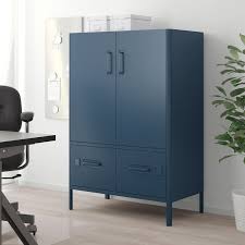 Idasen Schrank Mit Turen Schubladen Blau 80x47x119 Cm Ikea Deutschland Cabinet Doors Metal Storage Cabinets Ikea