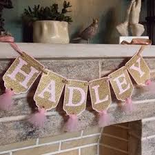 Girl S Name Banner Cream Pink And Gold Embossed Banner Etsy Pink Gold Baby Shower Girl Baby Shower Decorations Baby Shower Decorations