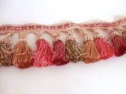 Reserved For Paula Upholstery Tassel Trim Fringe Cream Pink Drapery Trim Pink Tassel Drapery Trim Upholstery Trim