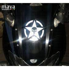 Skull In Military Star Sticker For Cars Bikes Laptops Star Stickers Military Star Motorcycle Stickers
