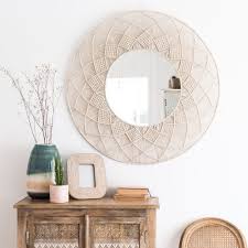 Runder Spiegel Aus Makramee Weiss D92 Verkala Maisons Du Monde Macrame Mirror Macrame Decor Small Living Room Furniture
