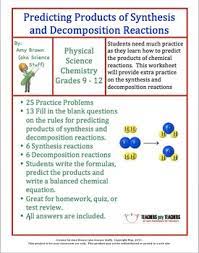 Predicting Products Of Synthesis And Decomposition Reactions Writing Linear Equations Scientific Method Lesson Plans Teaching Chemistry