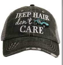 Jeep Hair Don T Care Embroidered Distressed Trucker Hats Alton Country Store