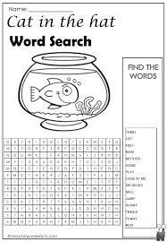 Cat In The Hat Word Search Word Puzzles For Kids Word Puzzles For Kids Free Printable Cat And The Hat Crafts