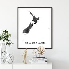 Black And White Animal Prints Nz New Zealand Map Art Poster Black And White Wall Art Print Of Etsy Simple Wall Art White Wall Art Wall Art Prints